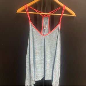 American Eagle Outfitters Light Blue Camisole with Coral Straps
